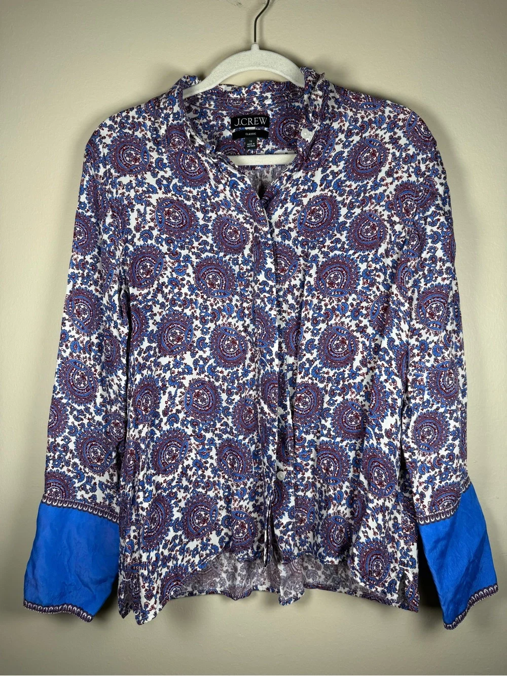 J. CREW Classic-Fit Drapey Cupro-Blend Shirt in Floral Crown Size 12